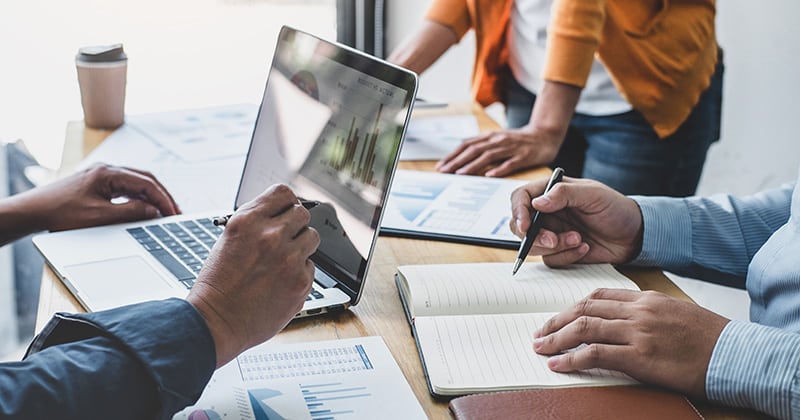 Team of Landscapers Researching Marketing and Lead Generation Strategy